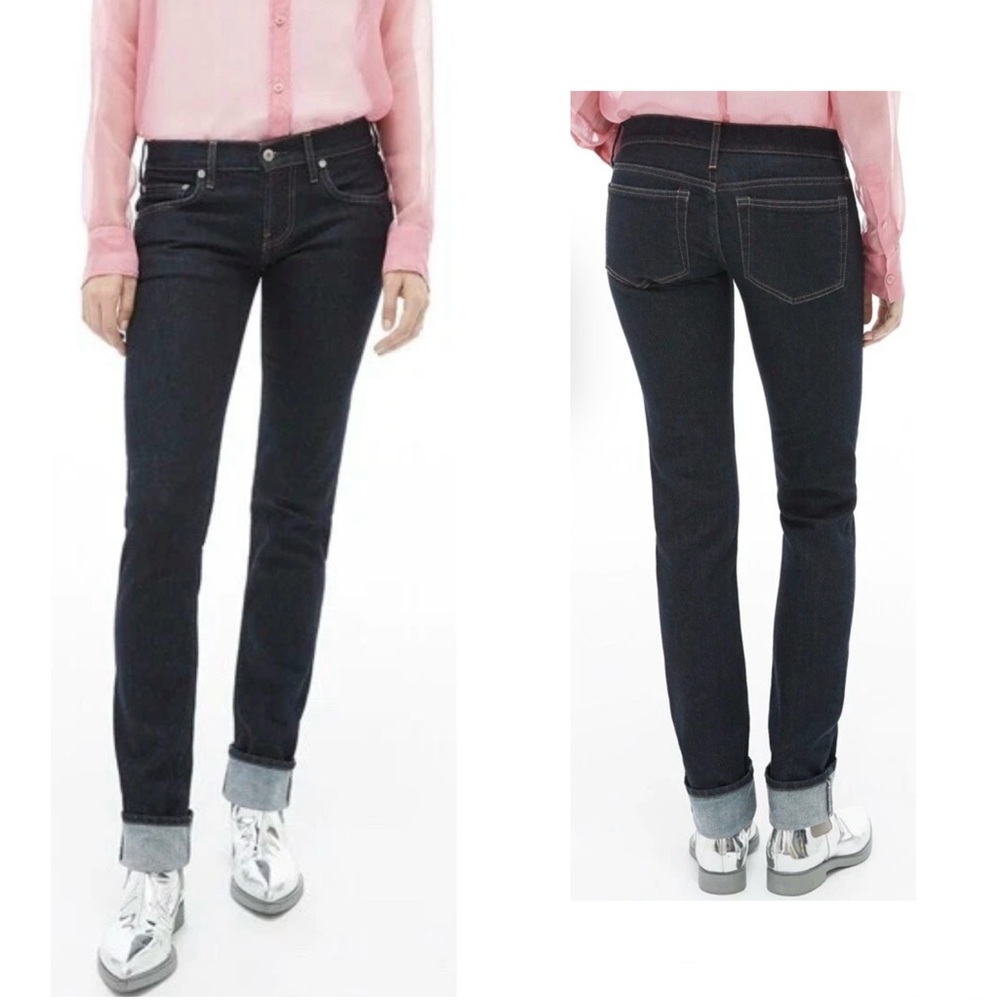 NWT HELMUT LANG $290 Femme Lo Cigarette Blue Denim Skinny Jeans Size 27 x 35